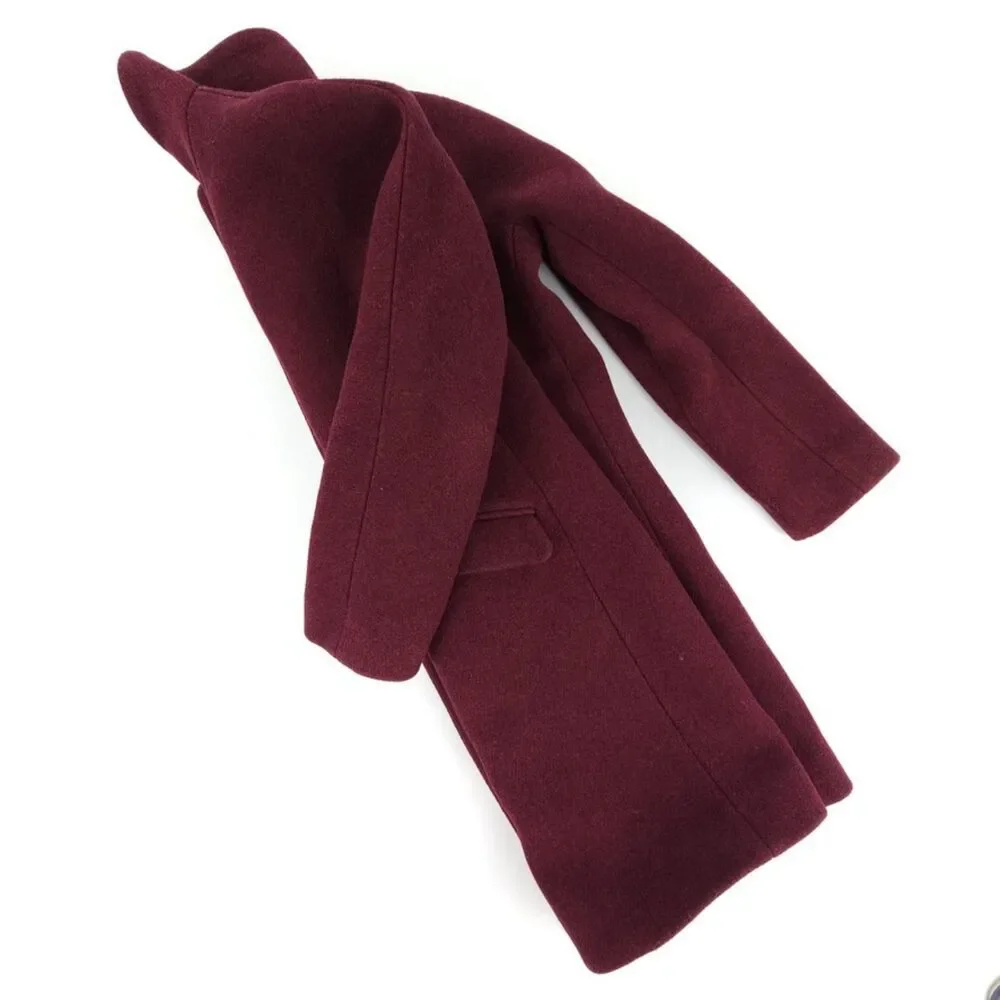 J CREW Wool Cocoon Coat Italian Stadium-cloth Burgundy Old Money Quiet Luxury 2P - Picture 6 of 9